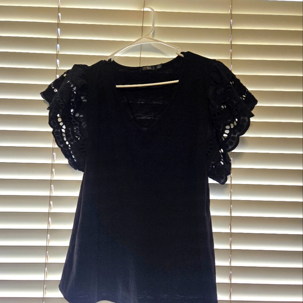 Black V-neck blouse size Medium